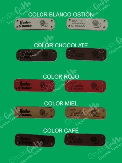 500 Etiquetas en Piel de 1.60 x 5 cms, frase "Hecho A Mano"