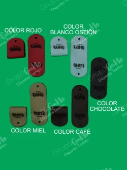 100 Etiquetas en Piel de 2 x 5 cms, personalizada con logotipo o marca