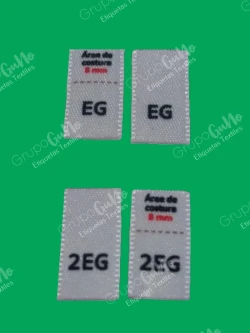250 Etiquetas para TALLAS de ropa 1 x 2 cm en listón Satinado