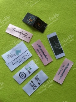 1000 etiquetas para ropa 1.90 x 5 cm, personalizadas en listón Satinado
